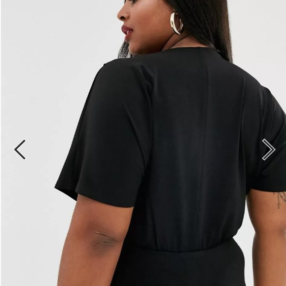 NWT ASOS Curve Angel Sleeve Ruffle Wrap Bodysuit Size 14 - Picture 2 of 8